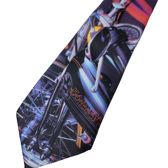 Ralph marlin vintage 1992 harley davidson neck tie pastel neon abstract art - Picture 6 of 7